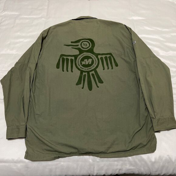 Vintage Mecca Military Style Shirt Men’s Large Tan Paratrooper Skater Rapper Y2K - Picture 1 of 12